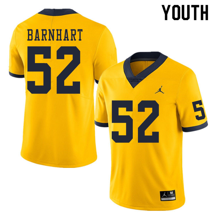 Youth #52 Karsen Barnhart Michigan Wolverines College Football Jerseys Sale-Yellow